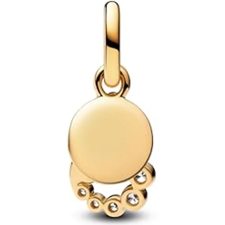 Pandora Moments Sonnenaufgang Medaillon Charm, 14 Karat vergoldetes Sterling Silber mit Zirkonia und Kunstperle, kompatibel mit ME und Moments Anhängern, 763891C01 – Bild 3