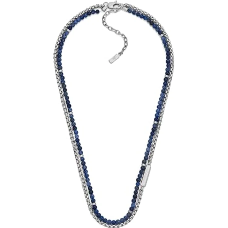 Emporio Armani Herren Halskette EGS3312040, silberfarbener Edelstahl mit mattem Finish, 500 mm Länge, Karabinerverschluss – Bild 1