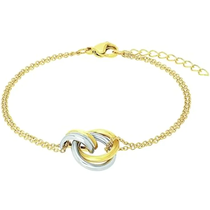 Amor Damen Armband Edelstahl Bicolor, Längenverstellbar 17+3 cm mit Karabinerverschluss, in Geschenk Box, 2039981