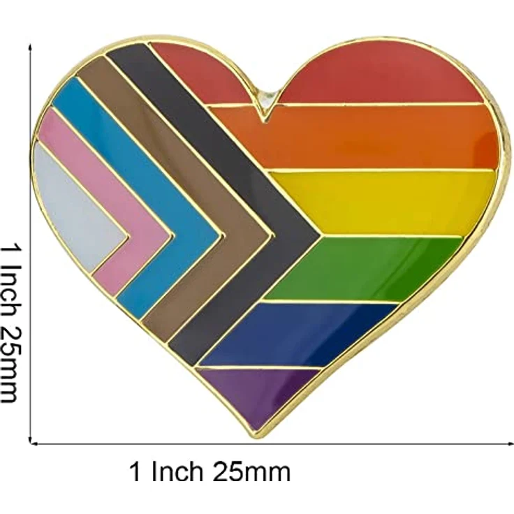 Sinwinkori Pack 5 Fortschritt Herzform Stolz Anstecknadel Broschen, langlebige Metall- und Emaille-Ausführung, 22 x 25 mm – Bild 2