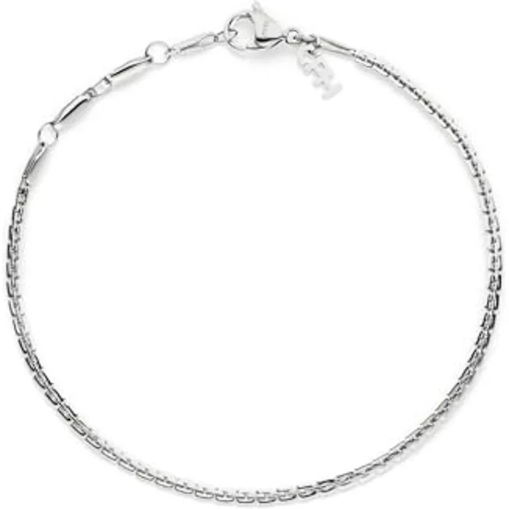 Copenhagen STUDIOS Mini Edgy Bracelet, Unisex Gliederarmband aus poliertem Edelstahl, silber, verstellbare Länge, wasserfest & hautfreundlich