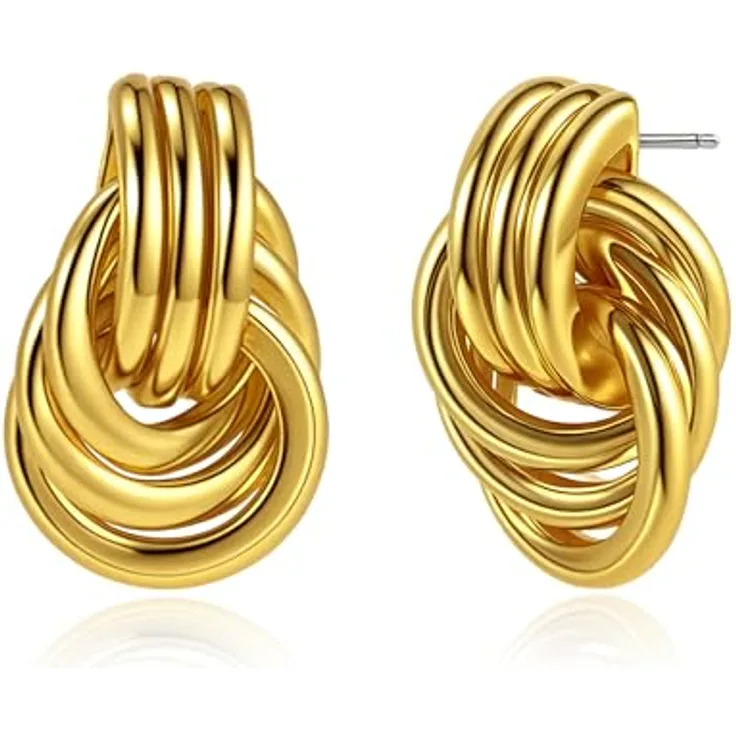 SKENUDY 14k Vergoldete Geometrische Ohrringe für Damen, Hypoallergene Creolen im minimalistischen Stil, Elegant und Langlebig