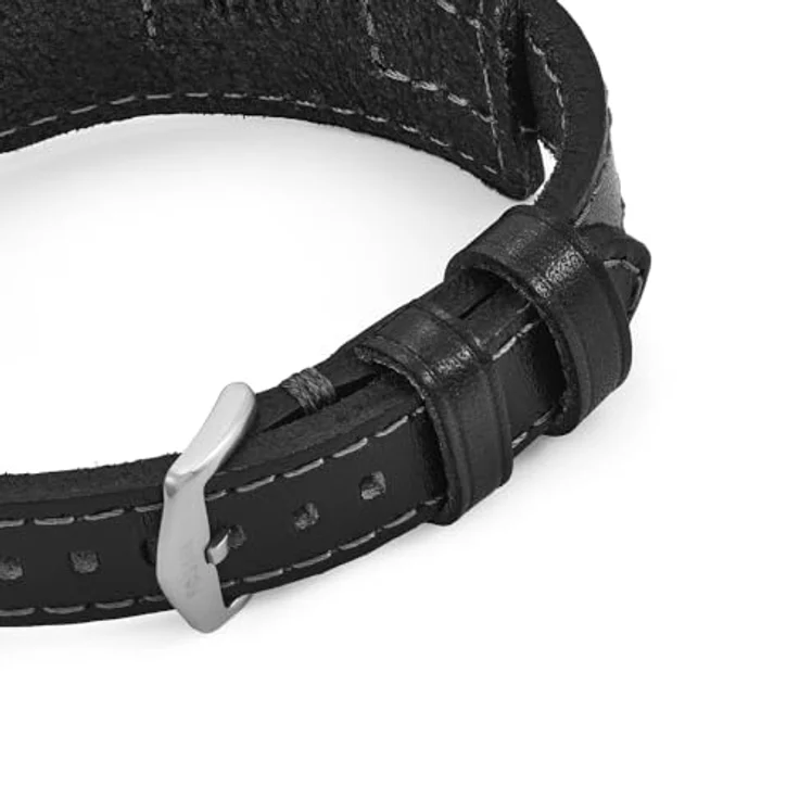Fossil Machine Herren-Armband aus schwarzem Leder, matt mit sicherer Dornschließe, Länge 260 mm, Breite 24 mm – Bild 3