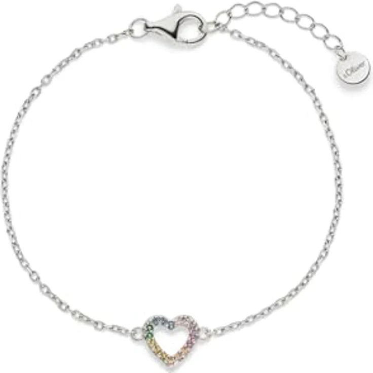 s.Oliver Bracelet, Elegantes Armband aus 925er Sterlingsilber, verstellbare Ankerkette bis 13,6 cm, wasserfest & hautfreundlich, silber – Bild 1