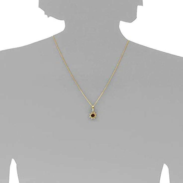 OSTSEE-SCHMUCK Kettenanhänger Sonne, vergoldeter Sterlingsilber Anhänger mit Bernstein, 14 mm, 1-tlg – Bild 4