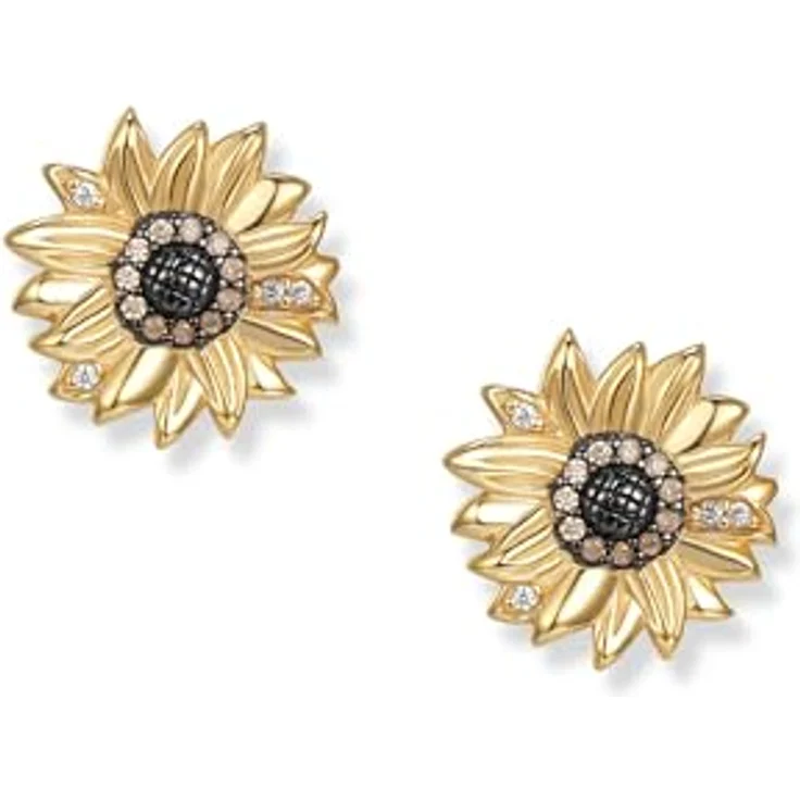 Seinerzeit FLORA & FAUNA Solana Sonnenblumen Ohrringe, 925 Sterling Silber vergoldet mit Zirkonia, 1,2 cm – Bild 1