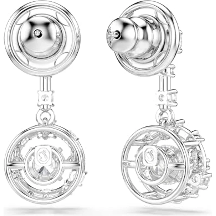 Swarovski Constella Drop-Ohrhänger, Rundschliff, Weiß, Rhodiniert, mit Dancing Stone und Swarovski Zirconia – Bild 4