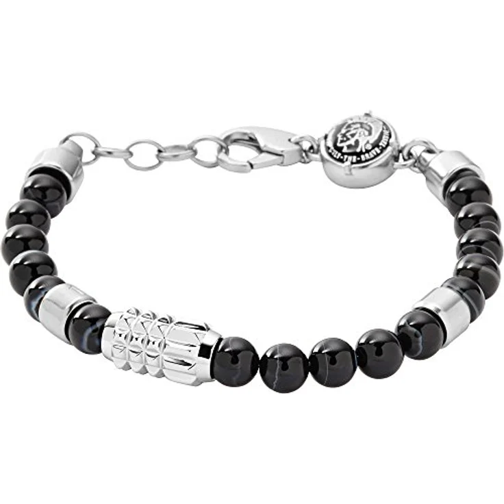 Diesel Herren Armband DX0847040, 22,5 cm Länge mit 5 cm Verlängerung, Schwarz, Edelstahlarmband mit Karabinerverschluss – Bild 1