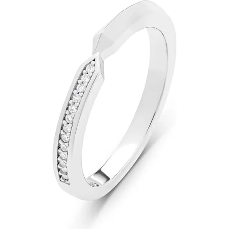 JETTE Damenring 925er Silber, recycelt mit 13 Zirkonia, Größe 57