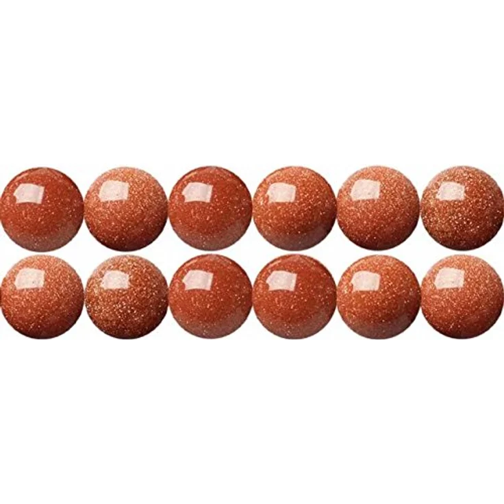 SKYBEADS Golden Goldstone Runde 10mm Halbedelsteine Perlen zum Auffädeln, 38cm Strang mit ca. 35 Stück – Bild 1