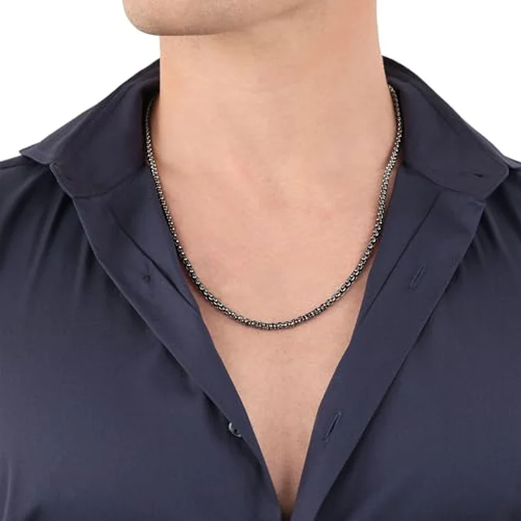 JOOP! Edelstahl Halskette für Herren, 60 cm, Silber mit praktischen Gewindeverschluss, in Schmuck Geschenk Box – Bild 2