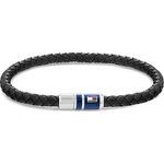 Tommy Hilfiger Jewelry Geflochtenes Lederarmband für Herren, Magnetverschluss aus Edelstahl, 19 cm Innenumfang, erhältlich in Schwarz, Blau und Braun
