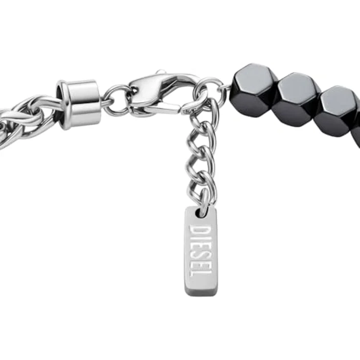 Diesel Font Herren Edelstahlarmband, Silberfarben, matt und glänzend, 19,5 cm + 1,5 cm, Karabinerverschluss – Bild 4
