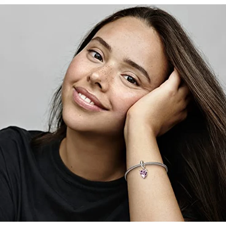 PANDORA Moments Anhänger Stammbaum, Sterlingsilber mit märchenrosa Cubic Zirkonia und rosarot-schattiertem Kristall – Bild 4