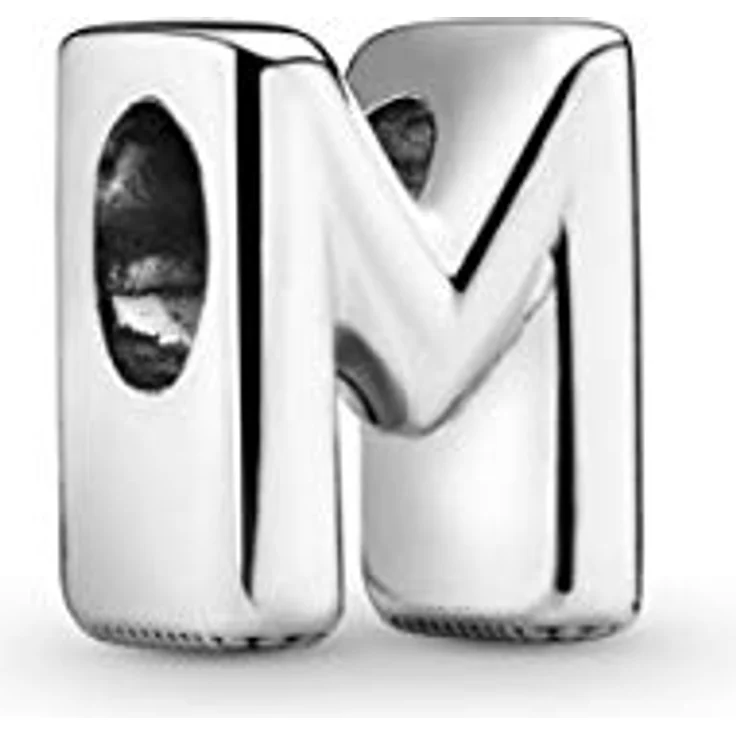 PANDORA Moments Buchstabe M, wendbares Alphabet-Charm aus Sterling-Silber mit geprägten Herzen und Perlen, kompatibel mit Moments Armbändern – Bild 2