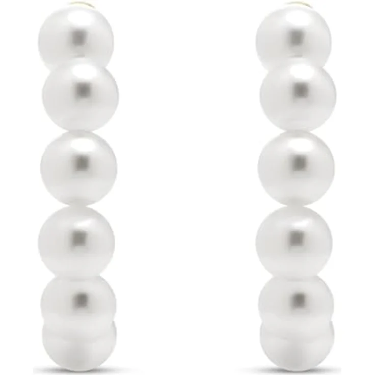 FAVS Damen-Creolen Edelstahl mit Muschelkern, One Size, silber – Bild 3