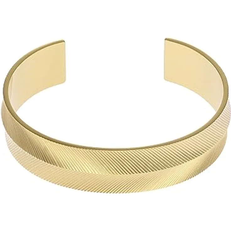 FOSSIL Damen Armspange aus Edelstahl, offene Manschette, goldfarben, poliert, transparent