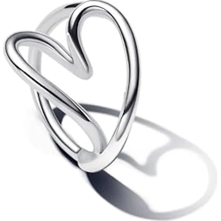 PANDORA Essence Organisch Geformtes Herz Ring, aus Sterling Silber, Größe 52, offenes Design mit modernem Statement
