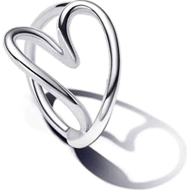 PANDORA Essence Organisch Geformtes Herz Ring, aus Sterling Silber, Größe 52, offenes Design mit modernem Statement – Bild 1