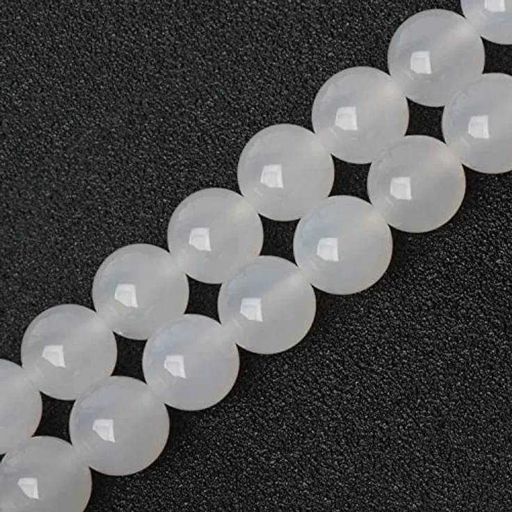 SKYBEADS Natürliche Weiß Achat 6mm Edelsteinperlen, 38cm Strang mit ca. 60 Stück, für Armbänder und Schmuckgestaltung – Bild 5