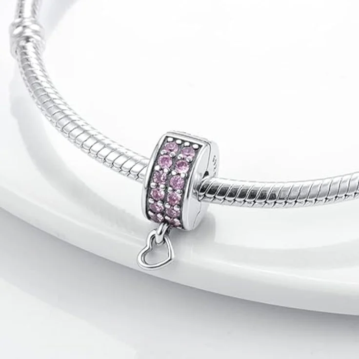 TINSLO Charm Anhänger Damen 925 Sterling Silber mit Zirkonia, kompatibel mit Pandora Armbändern und Halsketten, ideal als Geschenk – Bild 2