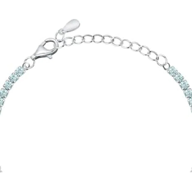 CHRIST Tennisarmband 89086469, zartes Hellblau mit Zirkonia in 4er-Krappenfassung aus 925er Silber, längenverstellbarer Karabinerverschluss – Bild 4