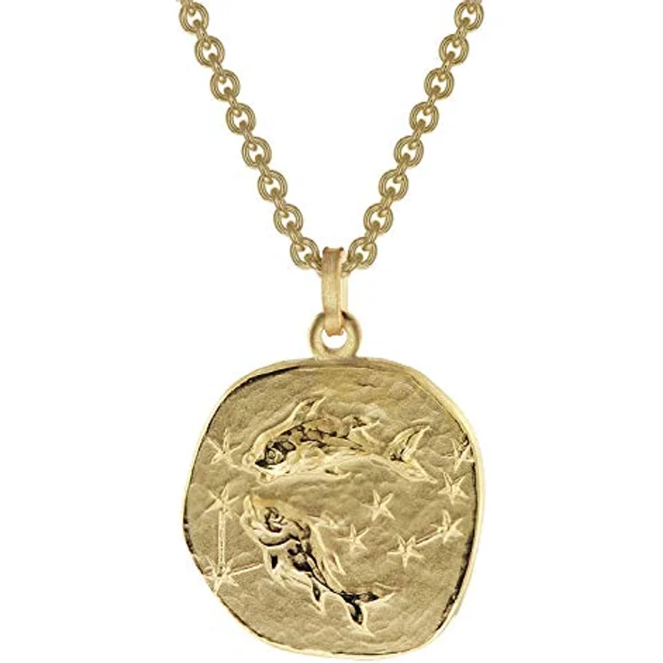 trendor Fische Sternzeichen Herrenkette Gold auf Silber, Ø 20 mm, 50 cm, zeitloser Halsschmuck aus 925er Silber, elegante Geschenkidee – Bild 1