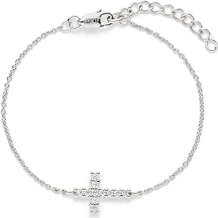 s.Oliver Bracelet, elegantes Armband aus poliertem 925er Sterlingsilber, silber, Ankerkette verstellbar bis 14,5 cm, wasserfest & hautfreundlich – Bild 1