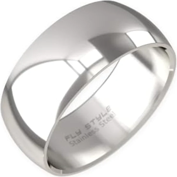 Fly Style Breiter Edelstahl Bandring, Minimalistischer Daumenring für Herren und Damen, Hochwertiger Verlobungs- und Ehering, Größe 23.9 mm, Polierte Oberfläche 10 mm – Bild 1