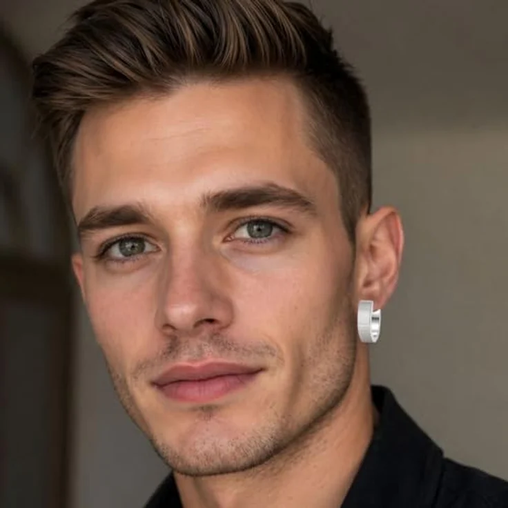 Soul-Cats Creolen Silber gebürstet aus Edelstahl – Unisex Ohrringe für Damen & Herren, schlicht & modern, Ø 20mm / 7mm breit – Bild 3