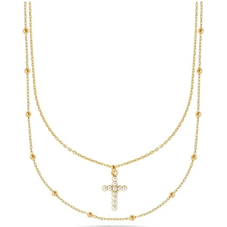CHRIST Damen-Kette 925er Silber, recycelter Muschelkern, One Size, Gold 32030908 – Bild 1