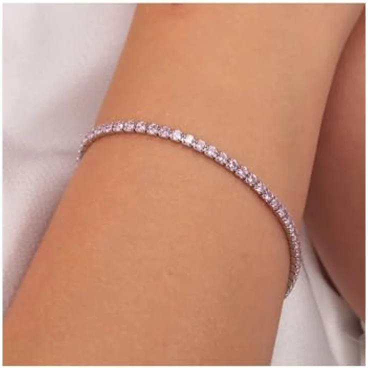 CHRIST Damen-Armband 925er Silber, recycelte Zirkonia, One Size, Rosa – Bild 3