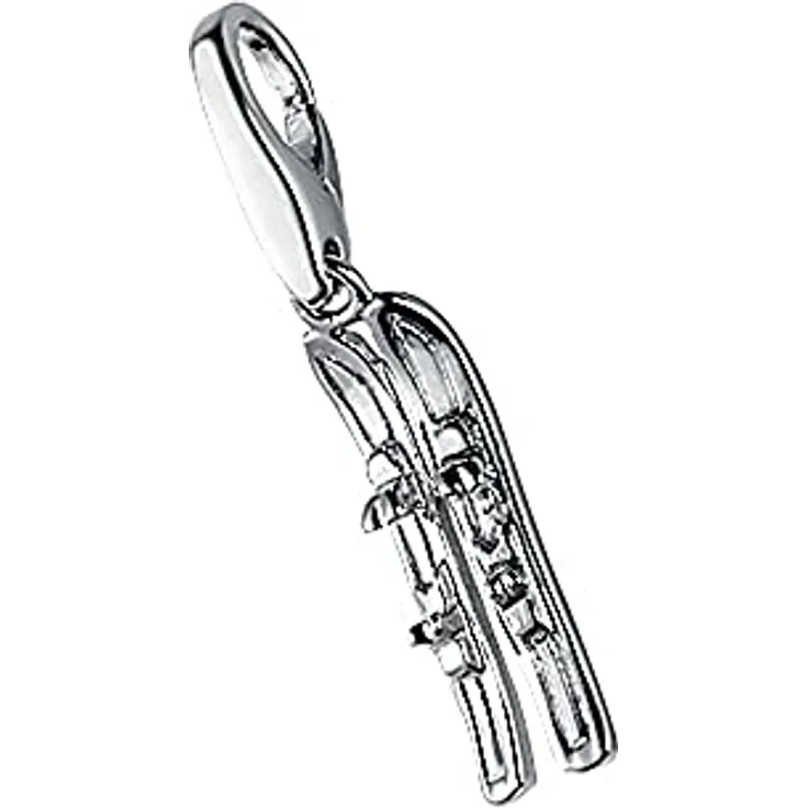 Giorgio Martello Milano Charm Ski, 925 Sterling Silber rhodiniert mit Clipverschluss, Onesize