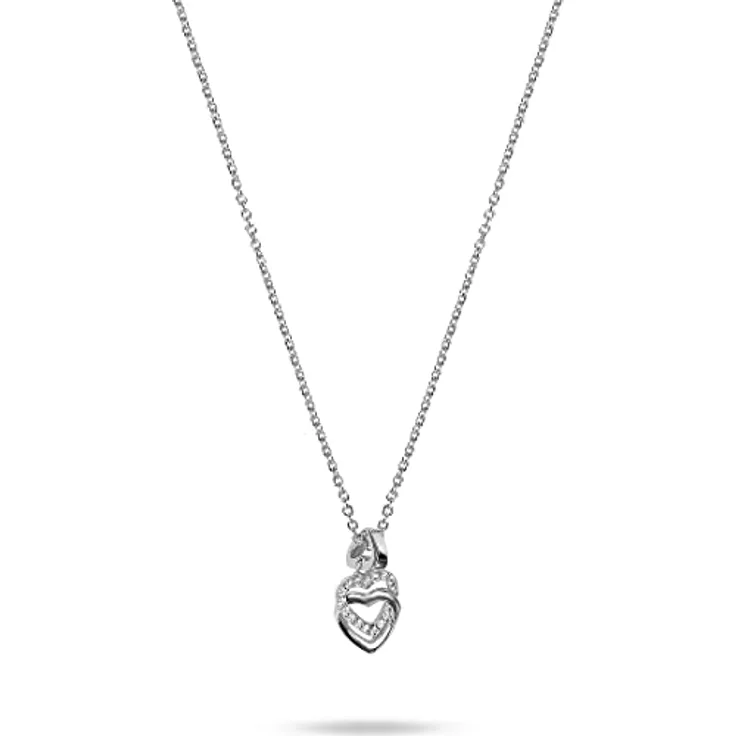 JETTE Damen-Halskette aus 925er Silber, 45 cm Länge mit 15 Zirkonia, Geschenkbox inbegrepen, One Size