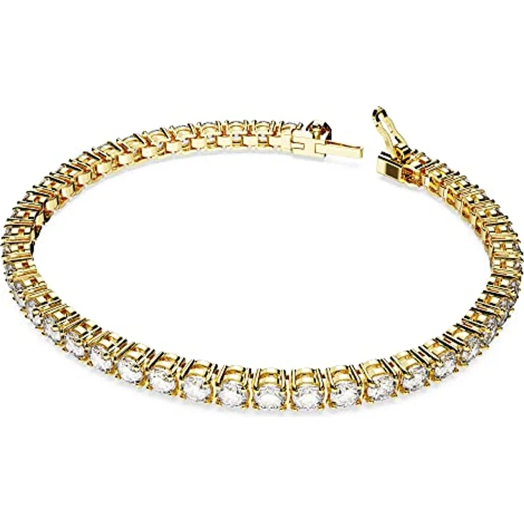 Swarovski Matrix Tennis Armband, Vergoldetes Armkettchen mit Strahlenden Swarovski Kristallen – Bild 2