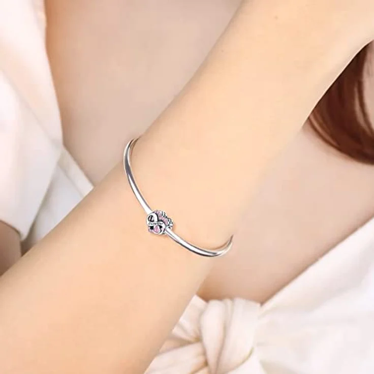 BIZK Damen Unendlichkeit Geburtsstein Charm Anhänger, 925 Sterling Silber mit rosa Zirkon für Armband, Oktober Geburtsstein Geschenk – Bild 3