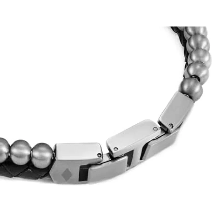 Fossil Edelstahlarmband für Herren mit Faltschließe, Schiefer-Silber – Bild 4