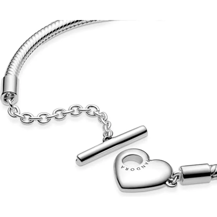 PANDORA Moments Schlangen-Gliederarmband mit T-Verschluss aus Sterling Silber, Größe 16 cm, geeignet für 10-13 Charms – Bild 4