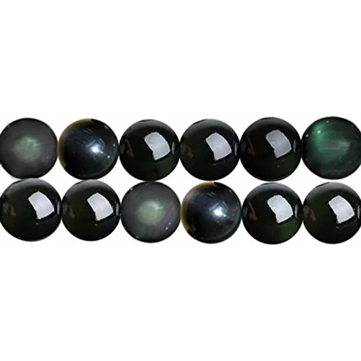 SKYBEADS Natürliche Schwarz Regenbogen Obsidian 6mm Perlen zum Auffädeln, 38cm Strang mit ca. 60 Stück zur Schmuckherstellung – Bild 1
