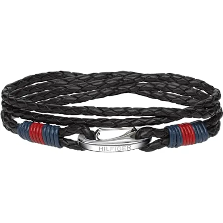 Tommy Hilfiger Herren Wickelarmband, Edelstahl in Flechtmuster, 410 mm, Modell 2700534