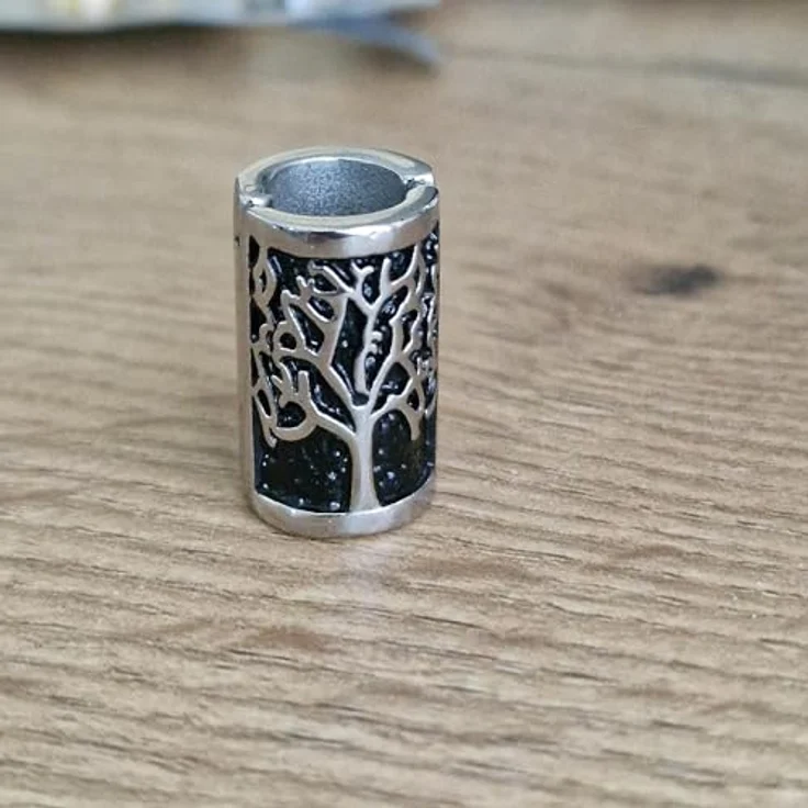 VALHALLA Bartperlen Haar Open-Close Edelstahl 316L, keltische Flechtperlen für Dreadlocks, Baum des Lebens, 8 mm Loch, 20 mm lang – Bild 2