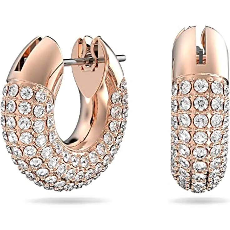 Swarovski Dextera Kreolen, Rosé Vergoldete Ohrringe mit Pavé-Technik und Swarovski Kristallen – Bild 1