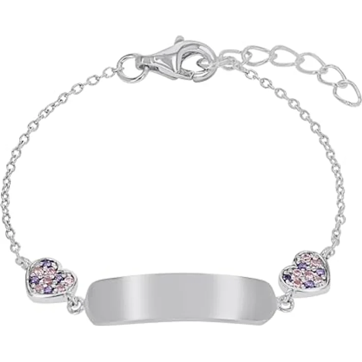 Prinzessin Lillifee Silberarmband mit Herzen, Zirkonia in Flieder und Rosa,925er Sterling Silber mit Rhodiumbeschichtung – Bild 4