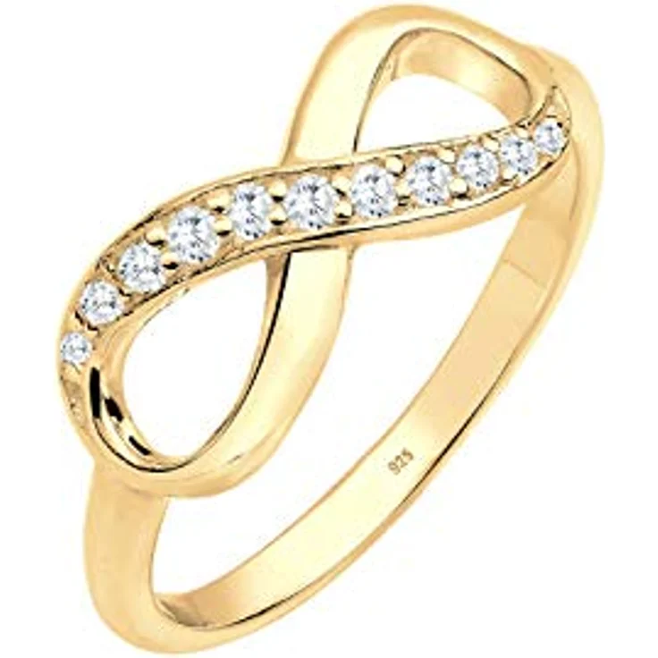 Elli Damenring Infinity Symbol, 925 Sterling Silber mit Zirkonia Steinen, hochglanzpoliert, anlaufgeschützt – Bild 1