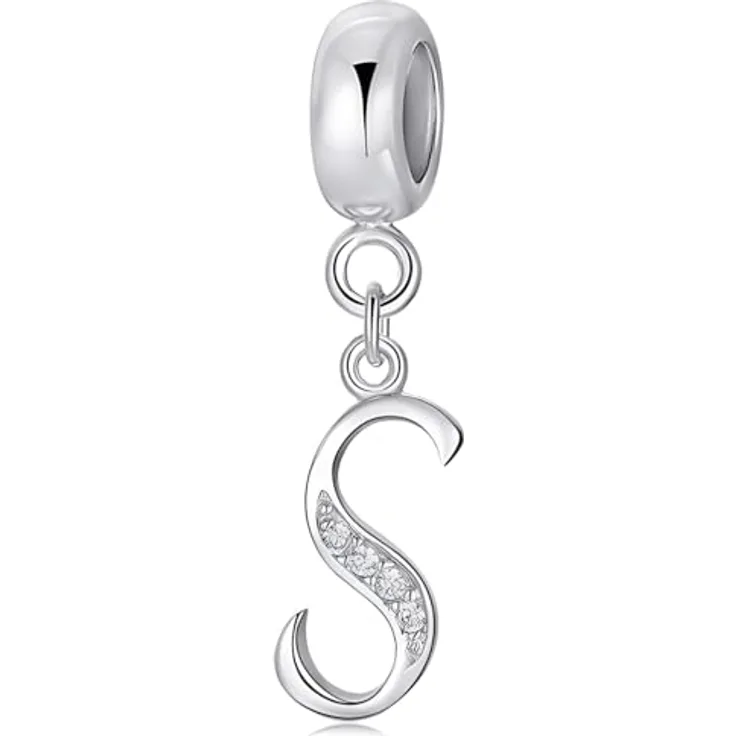 XWN Buchstabe Charm Anhänger Damen alphabetisch A-Z aus 925 Sterling Silber mit kubischem Zirkon, passend für Pandora Armband und Halskette