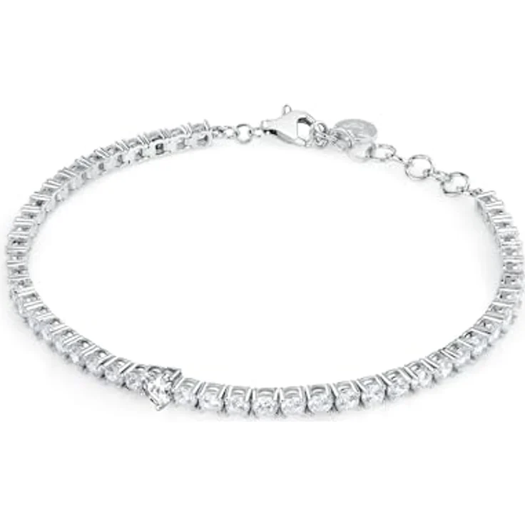 Morellato Armband Tesori SAIW166, verspieltes Tennisarmband aus recyceltem 925er Silber mit Zirkonia und herzförmigem Farbstein, verstellbar – Bild 4