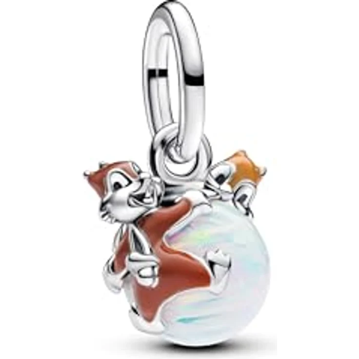 PANDORA Moments Disney A-Hörnchen und B-Hörnchen Christbaumkugel Charm-Anhänger aus Sterling Silber mit Opal, kompatibel mit Moments und ME Armbändern, 793532C01 – Bild 1