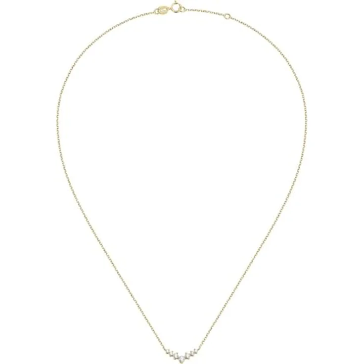 FAVS Damen-Kette 375er Gelbgold mit 7 Zirkonia, One Size – Bild 3