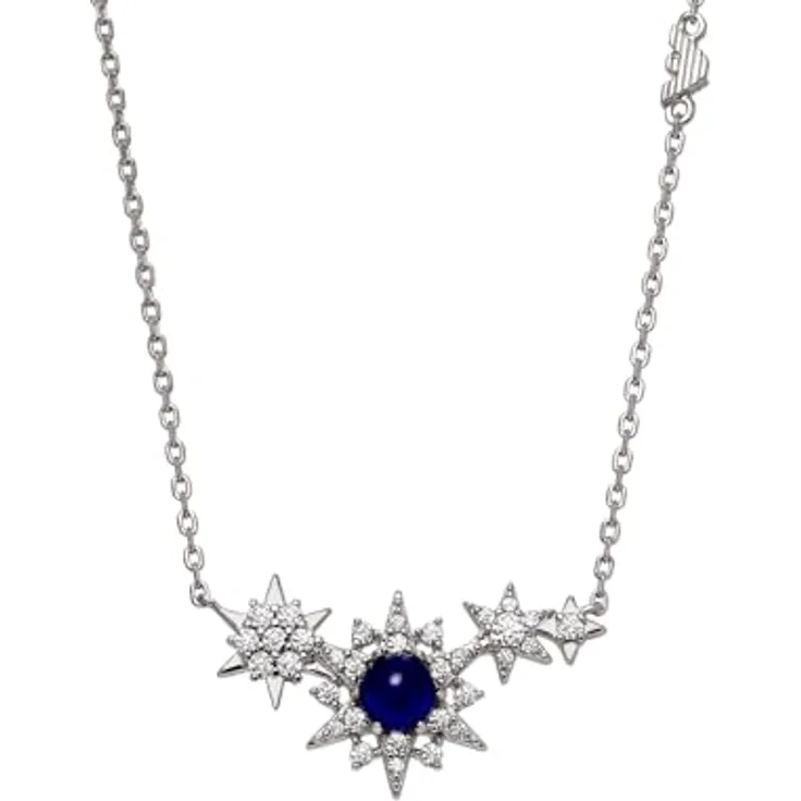 Emporio Armani Halskette für Damen, Sterlingsilber, Poliertes Finish, Länge: 350 mm + 70 mm, Breite: 23,3 mm, Karabinerverschluss, Silberfarben