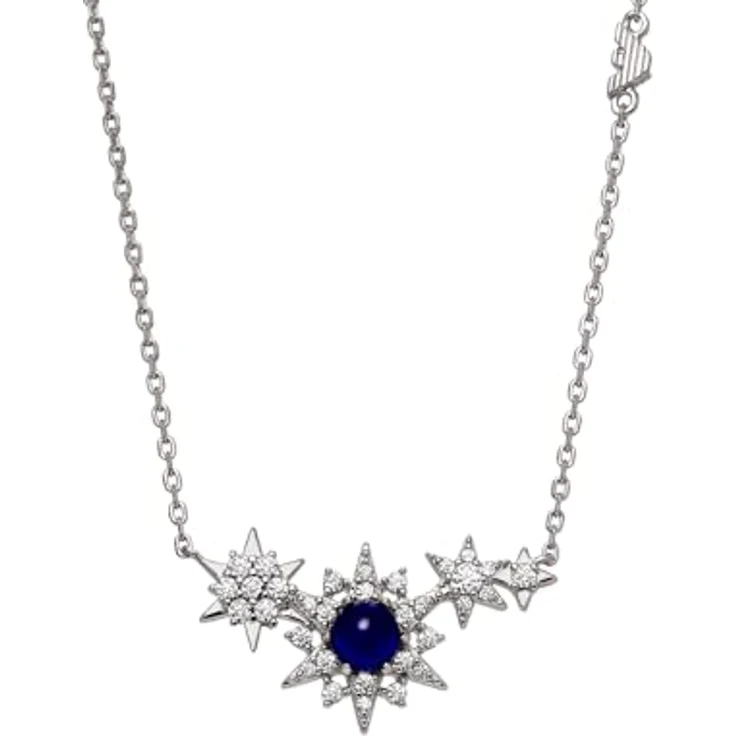 Emporio Armani Halskette für Damen, Sterlingsilber, Poliertes Finish, Länge: 350 mm + 70 mm, Breite: 23,3 mm, Karabinerverschluss, Silberfarben – Bild 1